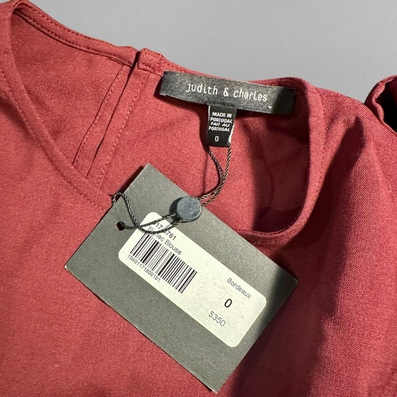 NWT Judith & Charles ‘Signac’ Scarf Blouse in Burgundy Red “Bordeaux” Size 0 - Picture 2 of 15